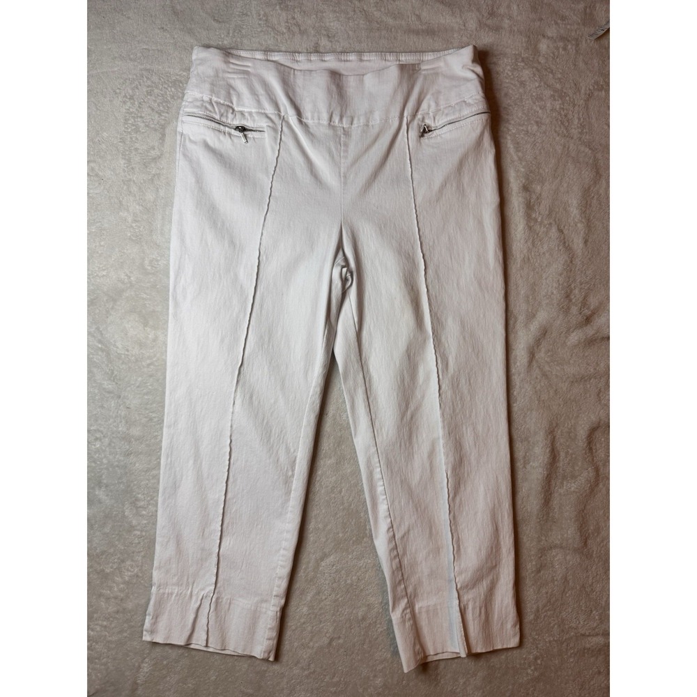 New Directions White Pull On Capri Pants Size 8 Stretch Rayon Blend